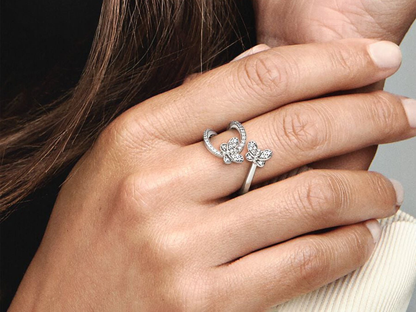 Sparkling Butterfly Open Ring