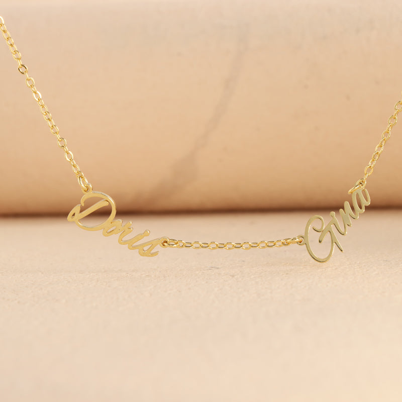 Fashionable gold letter pendant O-shaped chain necklace