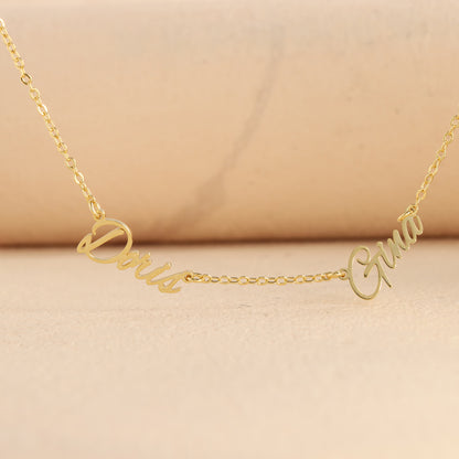 Fashionable gold letter pendant O-shaped chain necklace