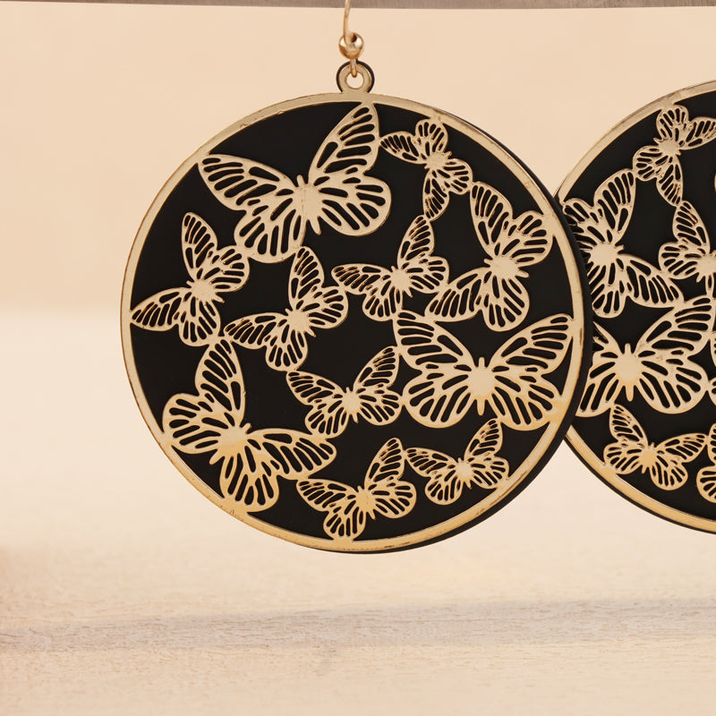 Vintage Copper Butterfly Earrings - Multilayered Design