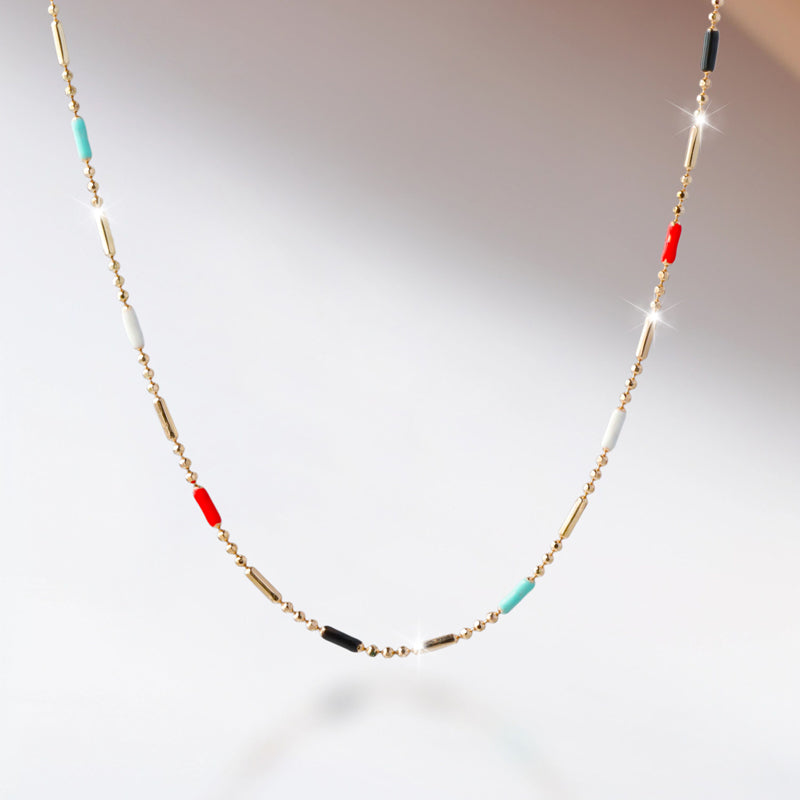 Chic Beaded Copper Necklace with Metallic and Rice Beads