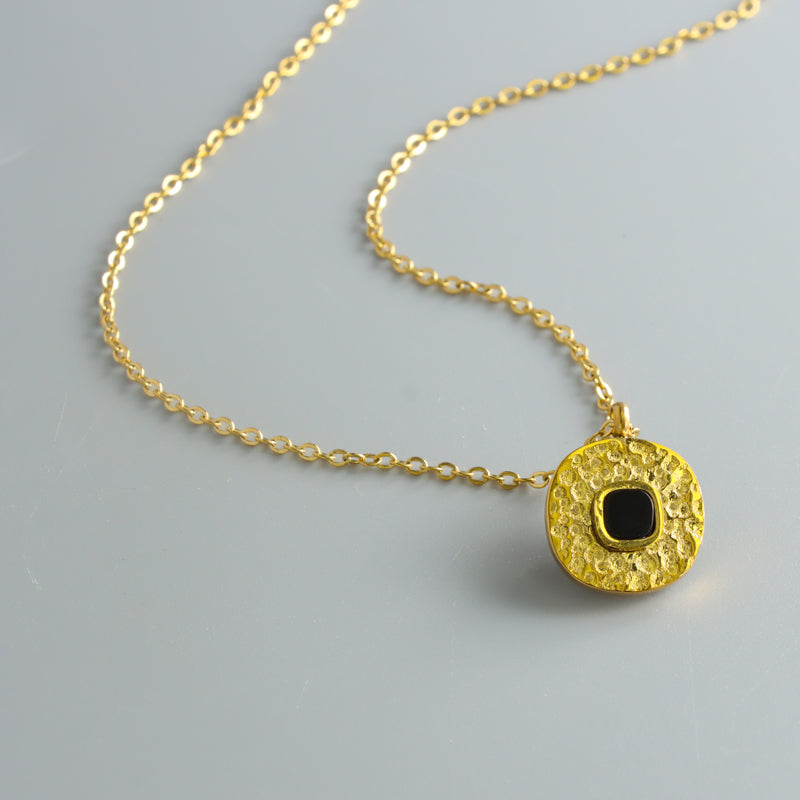 Trendy Gold Stainless Steel O-Chain Necklace featuring Circular Ornament