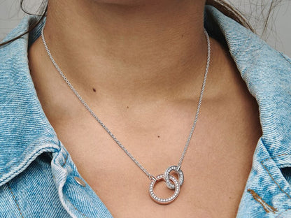 Two tone Intertwined Circles Necklace