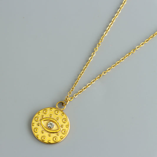 Elegant Gold O-Chain Necklace with Devil's Eye Design