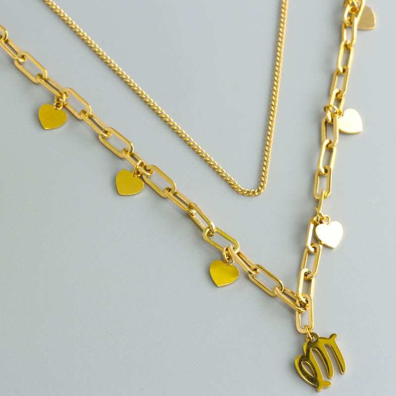 Fashionable Gold Cross Pendant Necklace - Multi-layered Structure