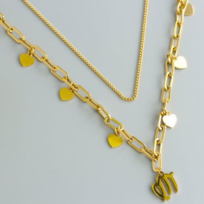 Fashionable Gold Cross Pendant Necklace - Multi-layered Structure