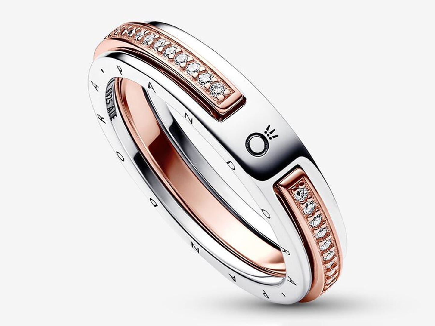 Two-tone Logo & Pavé Ring