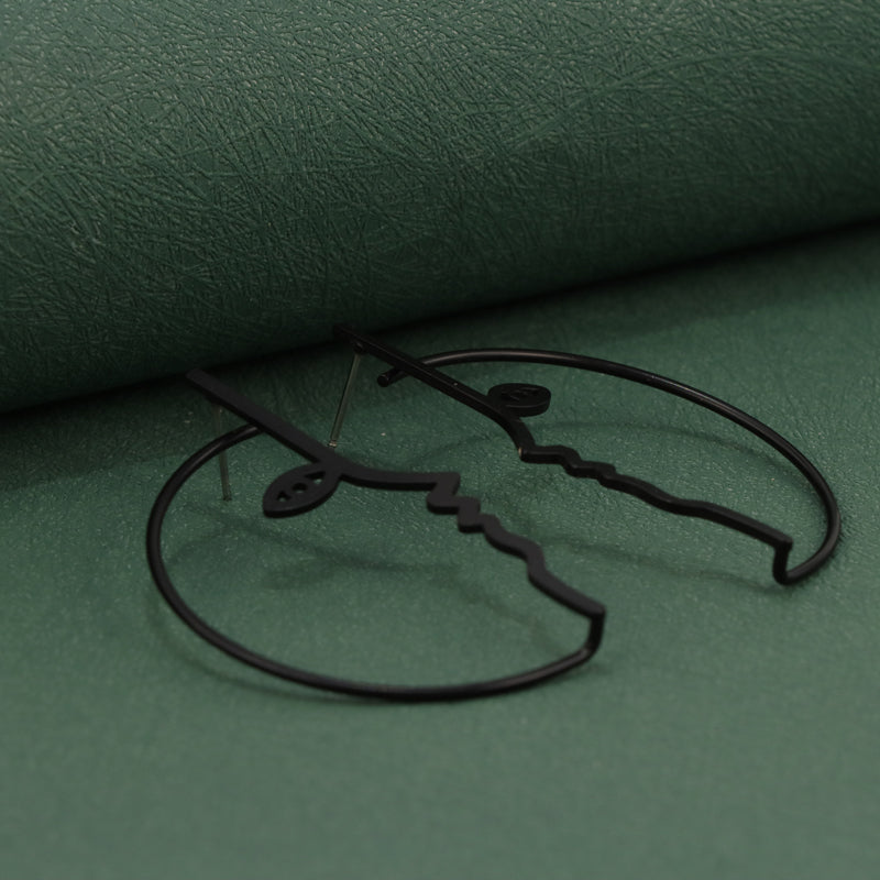 Minimalist Copper Face Earrings - Streamlined Design