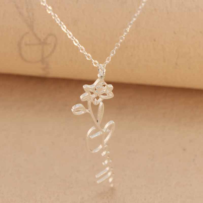 Nature-Inspired Stainless Steel Flower Pendant Necklace