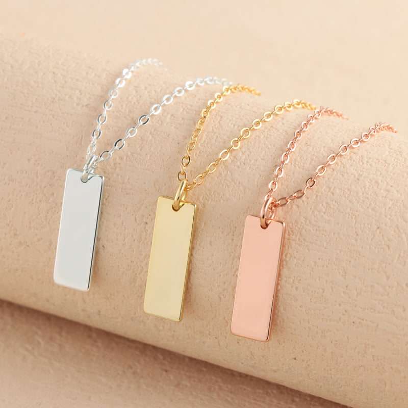 Silver Square Pendant O-Shaped Necklace