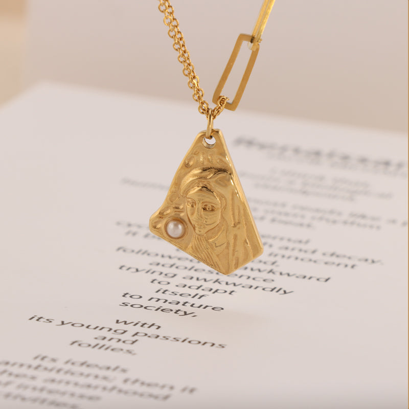 Unique Gold Stainless Steel Irregular Polygon Pendant Chain