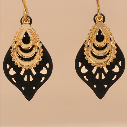 Unique Botanical Design Copper Leaf Dangle Earrings