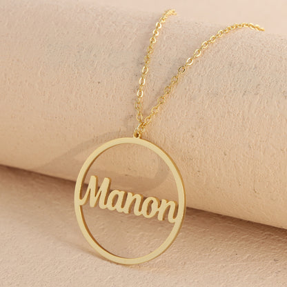 Round Gold Necklace With Letter Charm