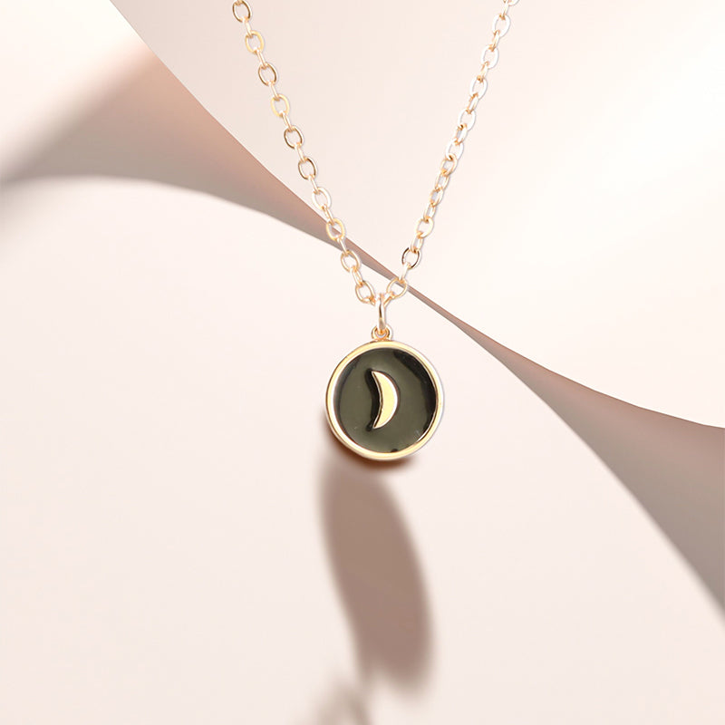 Copper 'O' Chain Necklace with Moon Pendant
