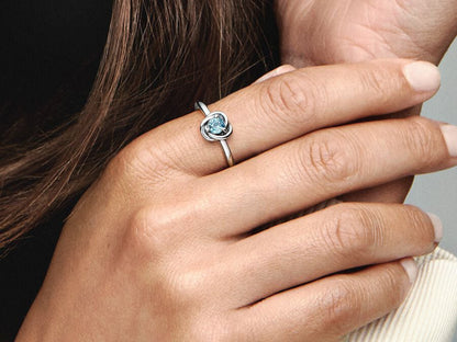March Sea Aqua Blue Eternity Circle Ring
