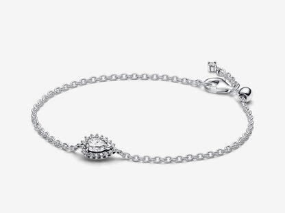 Sparkling Pear Halo Chain Bracelet