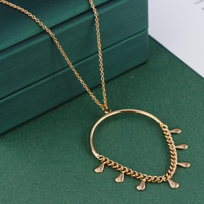 Chopin Chain Rose Gold Geometric Pendant Necklace