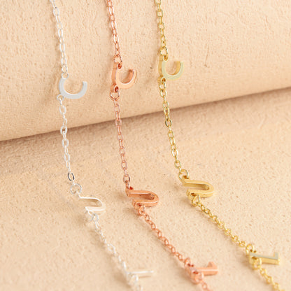 Rose Gold Copper Alloy O-Chain Necklace with Letter Pendant