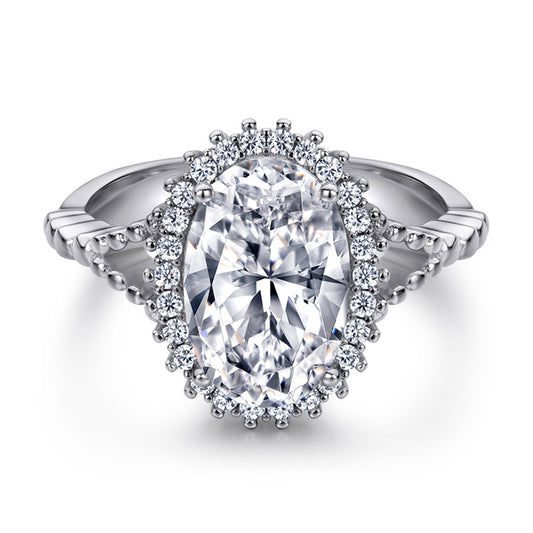 4.5ct Oval Zirconia 925 Silver Ring - Luxe "Pigeon Egg" Statement Cocktail Ring