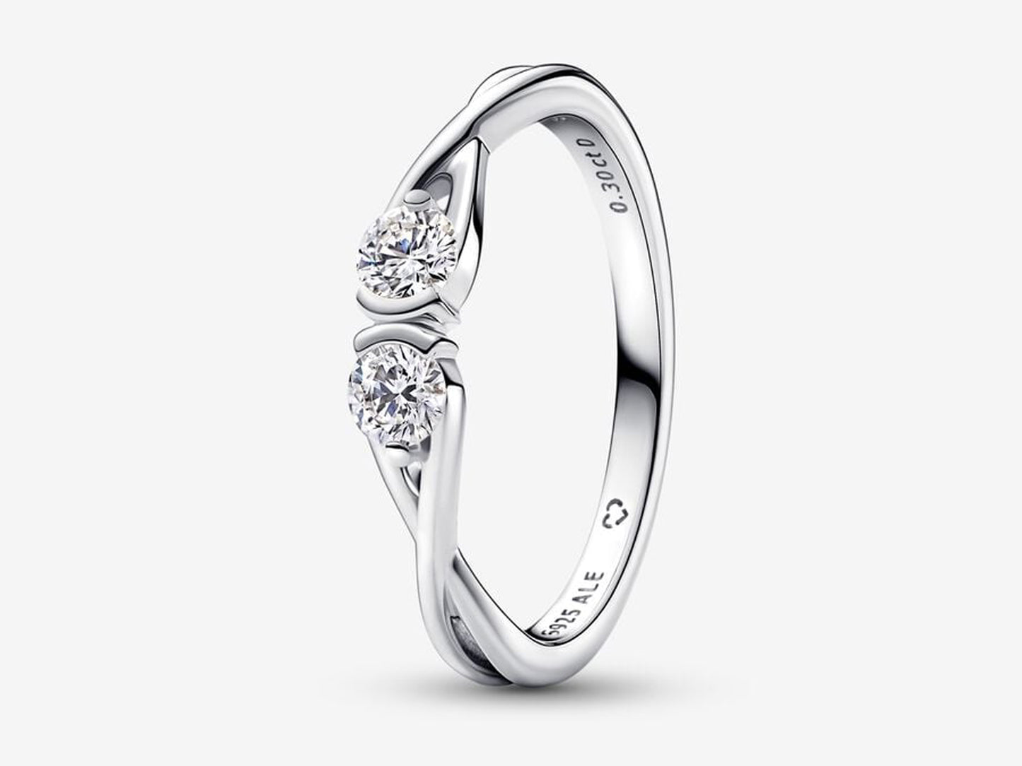 Lab-grown Diamond Double Facing Ring 0.30 carat tw Sterling Silver