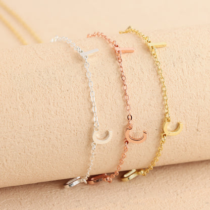Gold Copper Alloy O-Chain Necklace with Letter Pendant