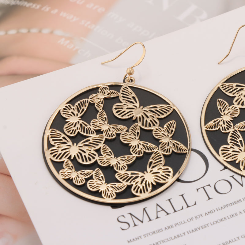 Vintage Copper Butterfly Earrings - Multilayered Design