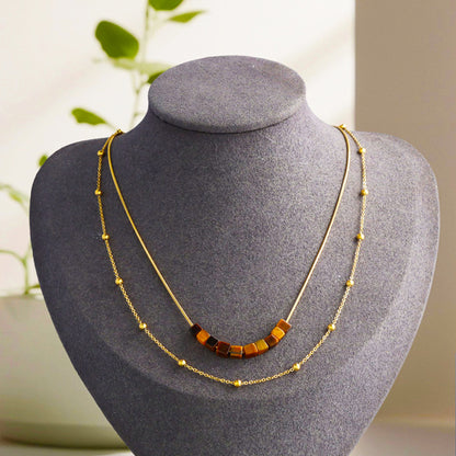 Vintage Style O-Chain Necklace with Agate Beads