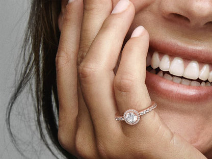 Classic Sparkle Halo Ring