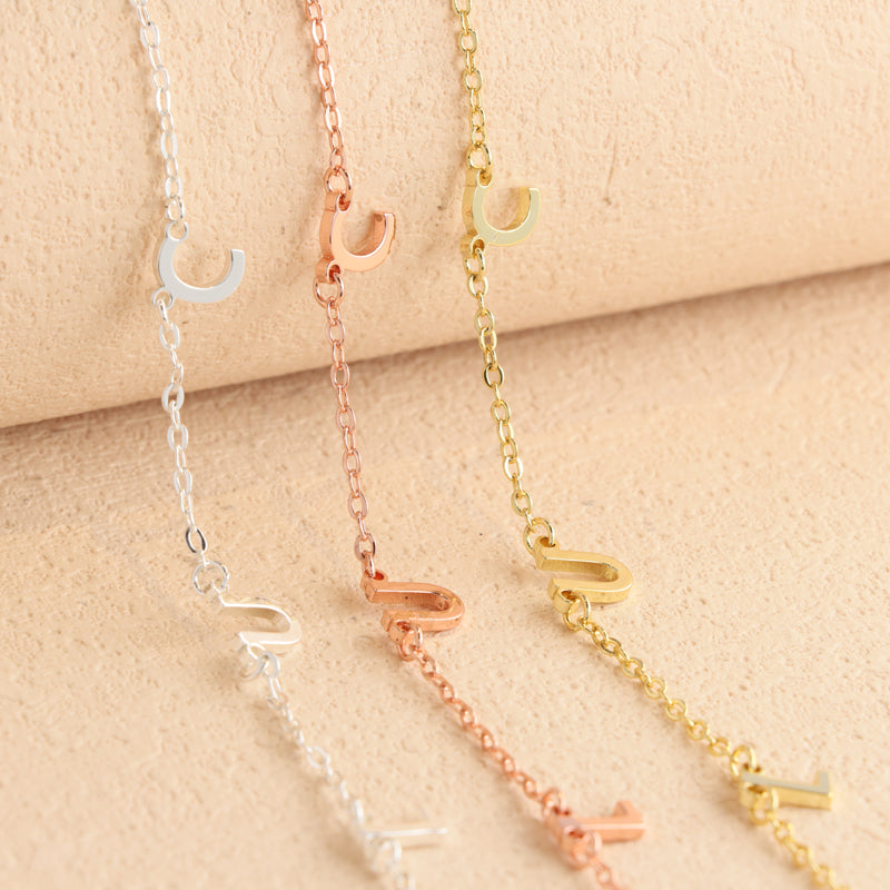 Silver Copper Alloy O-Chain Necklace with Letter Pendant