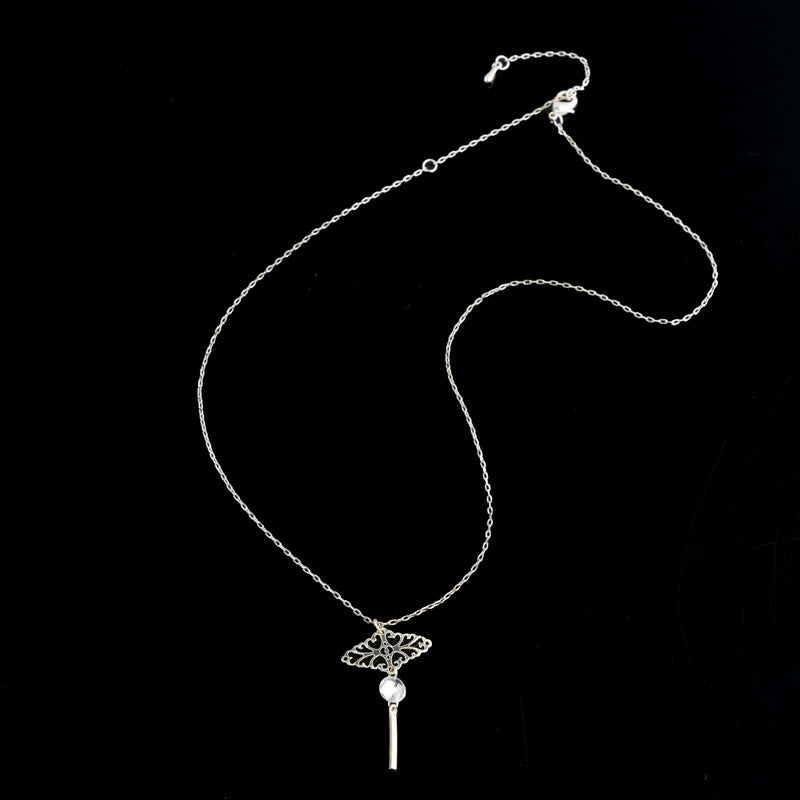 Silver Tassel Pendant Copper Cross Chain Necklace