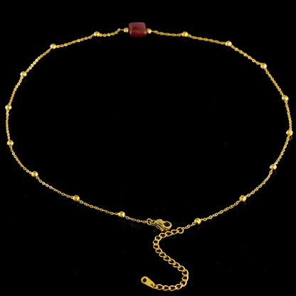 Classic Style Gold O-Chain Necklace with Square Pendant