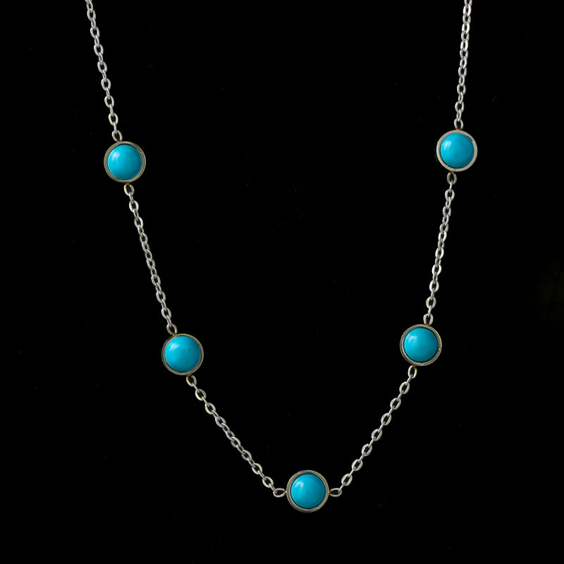Minimalist Blue Stone O-Chain Necklace