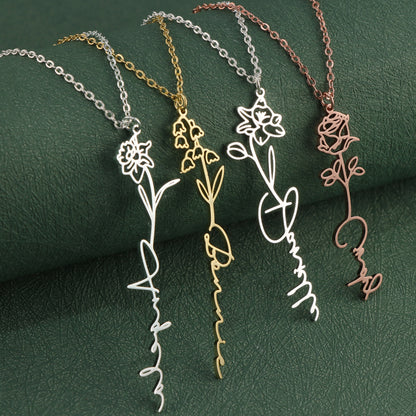 Women's Stainless Steel Flower Pendant Necklace