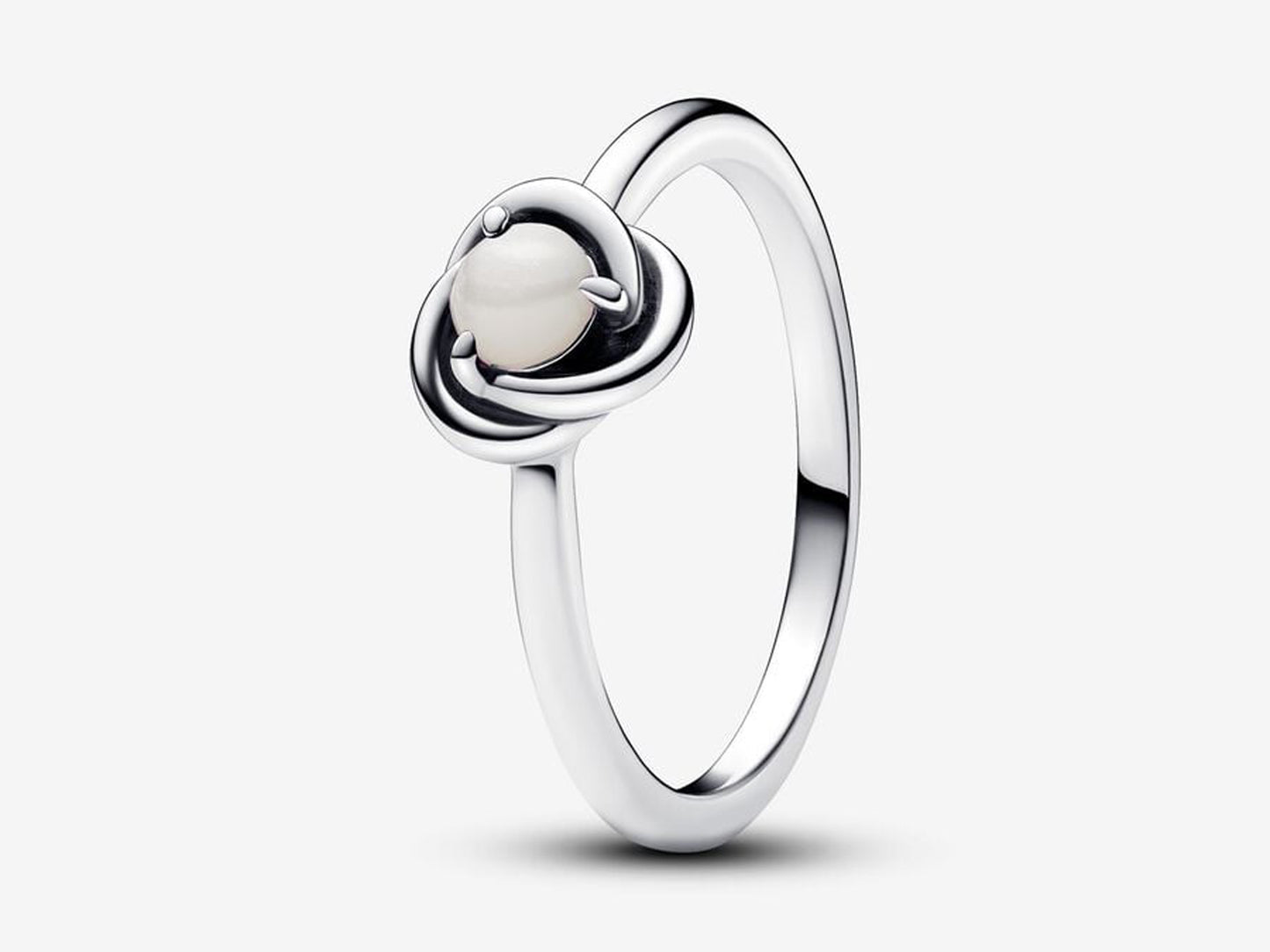 June White Bioresin Man-Made Mother of Pearl Eternity Circle Ring