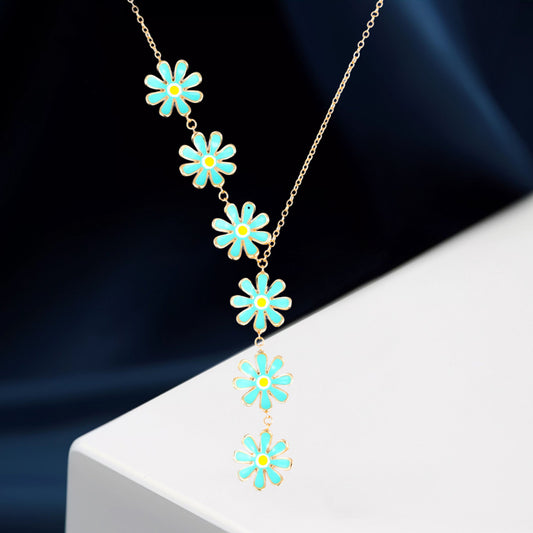 Green Daisy Pendant Necklace