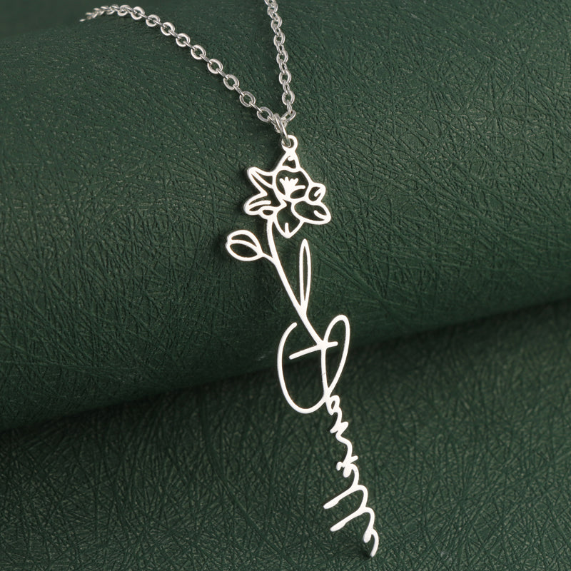 Nature-Inspired Stainless Steel Flower Pendant Necklace