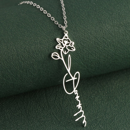 Nature-Inspired Stainless Steel Flower Pendant Necklace
