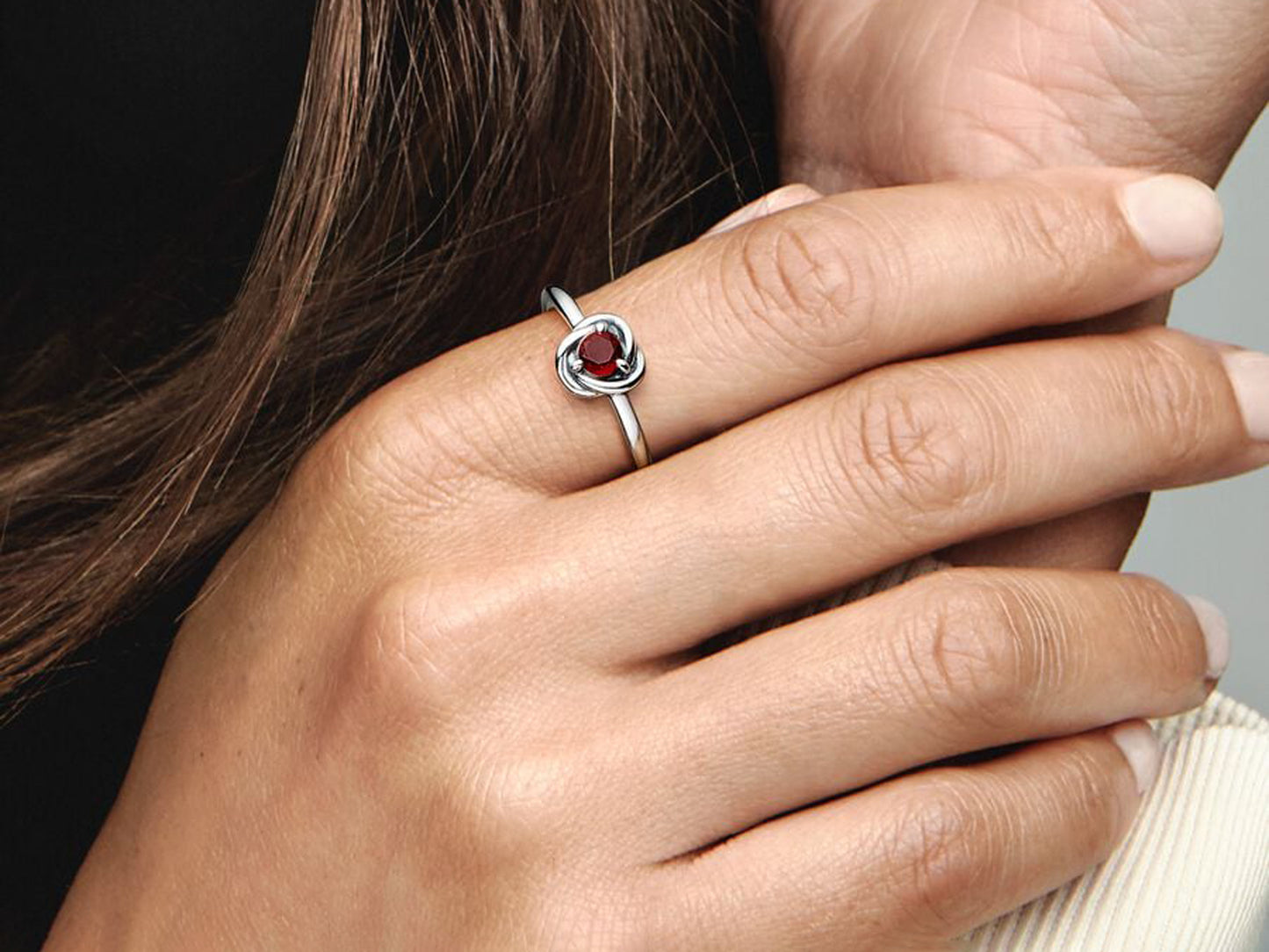 January Red Eternity Circle Ring