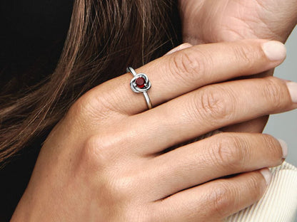 January Red Eternity Circle Ring