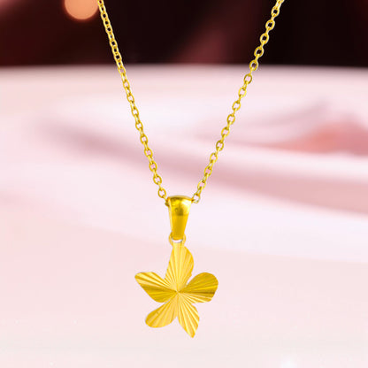 Intricately Designed Stainless Steel O-Chain Necklace with Flower Pendant