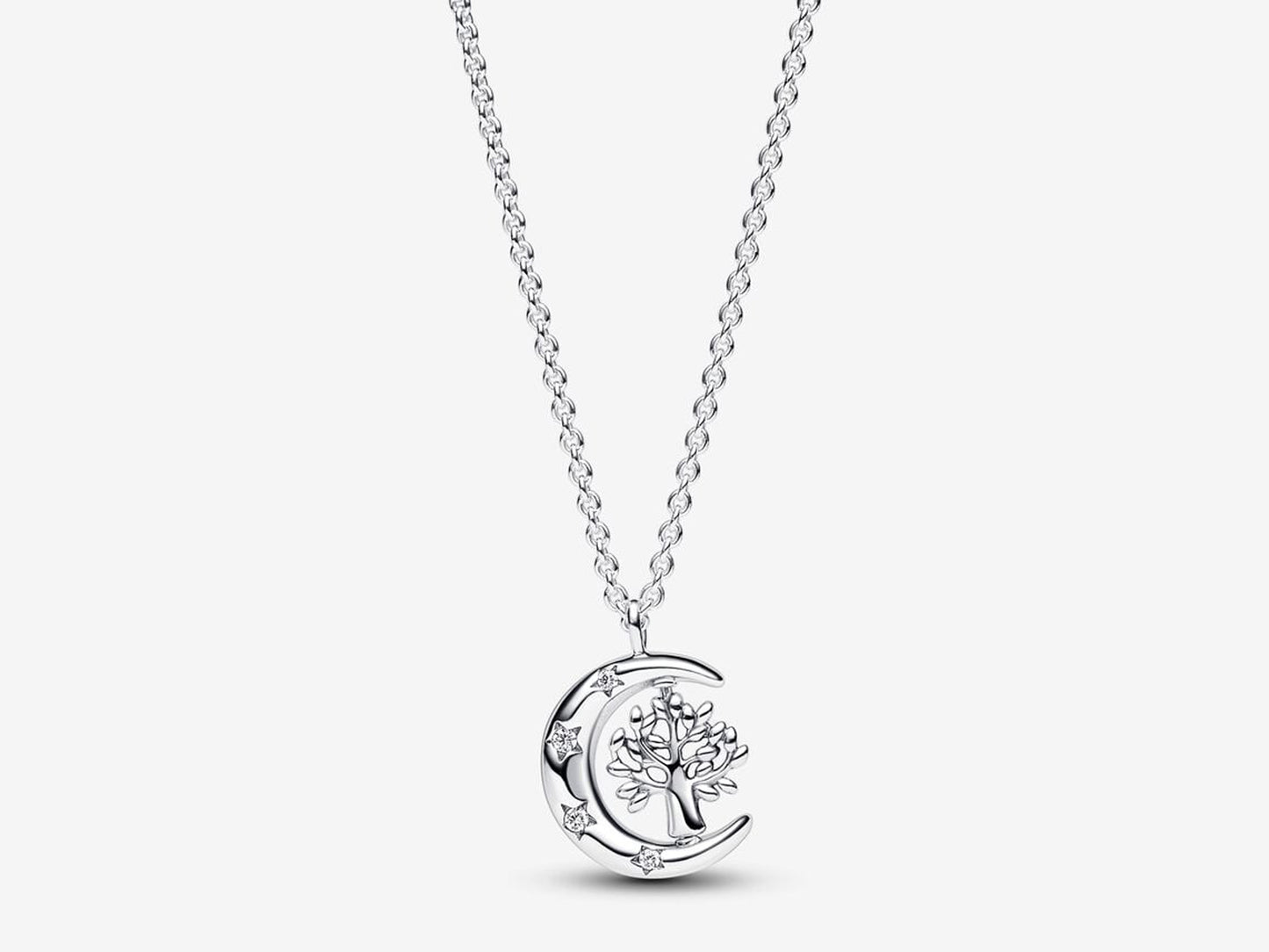 Moon & Spinning Tree Pendant Necklace