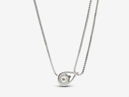 Lab-grown Diamond Double Chain Collier Necklace 0.75 carat tw 14k White Gold