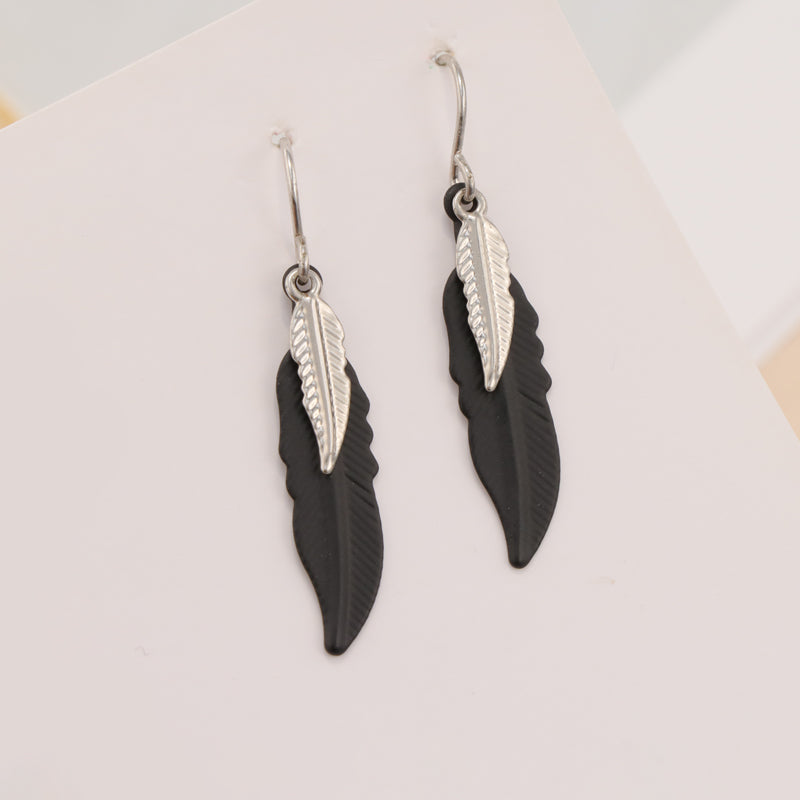 Vintage Black Copper Leaf Multi-Layered Earrings