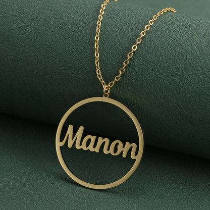 Round Gold Necklace With Letter Charm