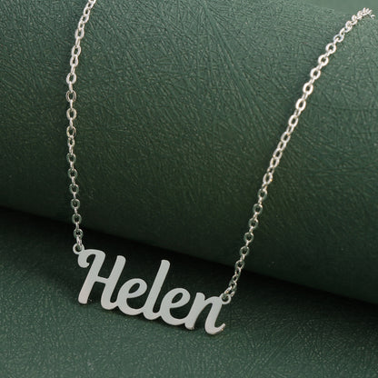 Unique silver letter pendant O-shaped chain necklace