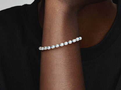 Treated Freshwater Cultured Pearl Blue Cord Chain Bracelet