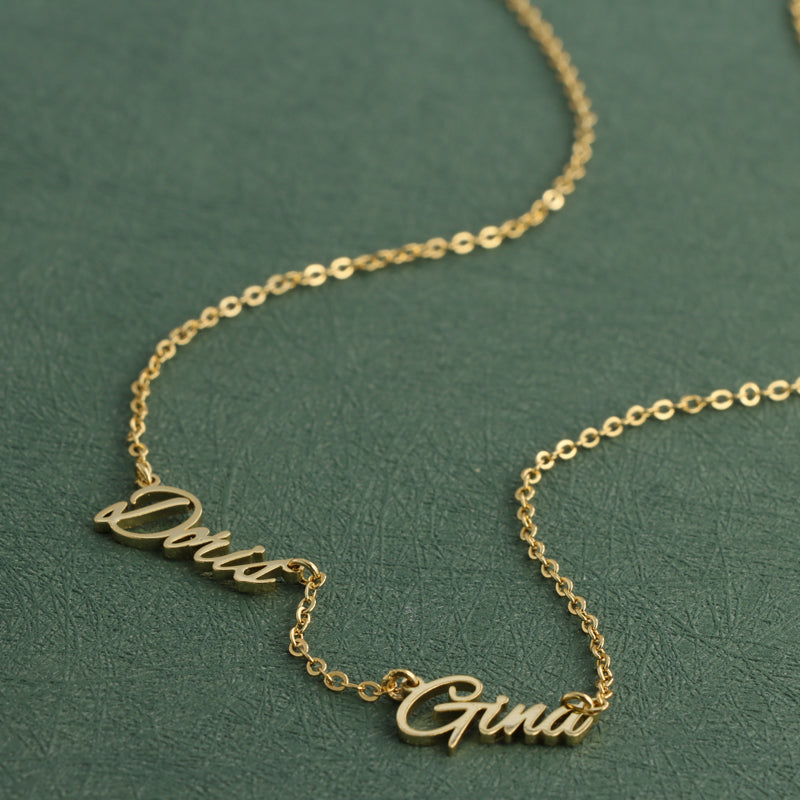 Fashionable gold letter pendant O-shaped chain necklace