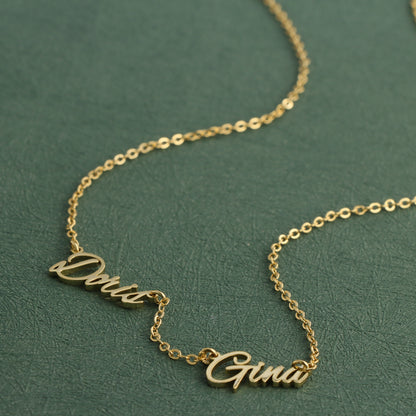 Fashionable gold letter pendant O-shaped chain necklace