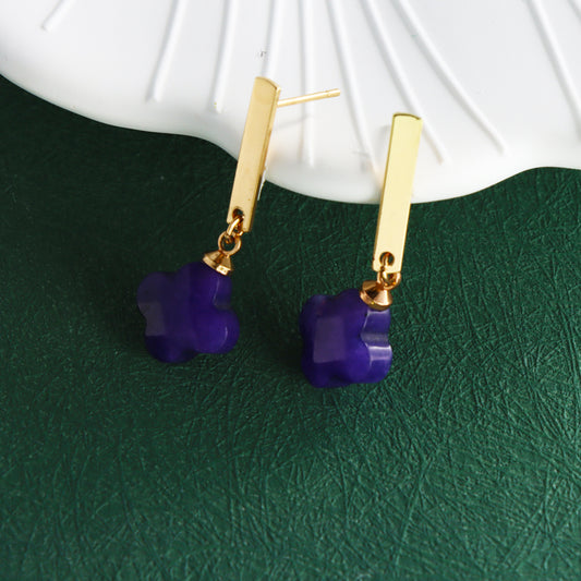 Elegant Geometric Four-leaf Clover Dangle Earrings