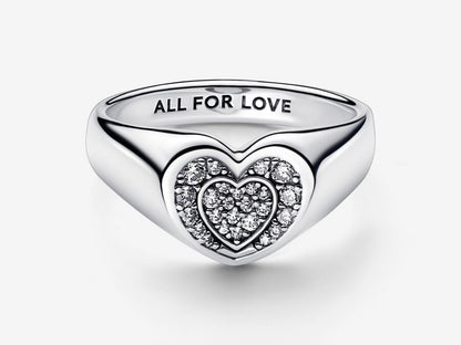 Radiant Heart Pavé Signet Ring